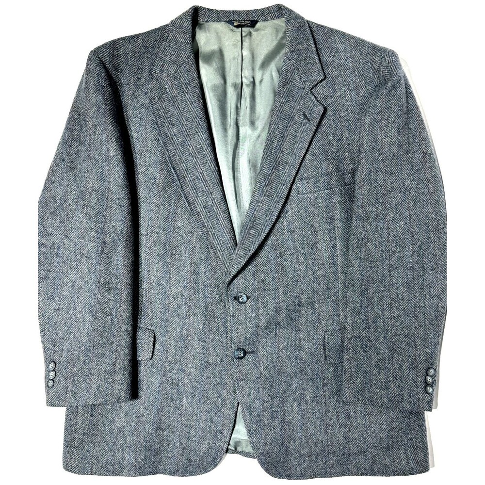 Vintage Kuppenheimer USA 100% Wool Tweed Blazer Gray Blue Stripe ~ Men’s 46R